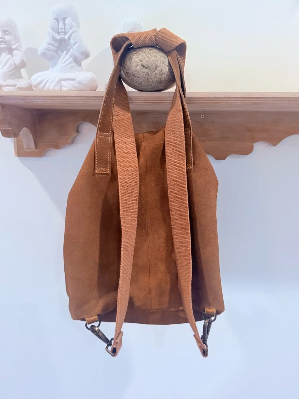 Free People Convertible Distressed Suede Tote Crossbody Backpack Brown